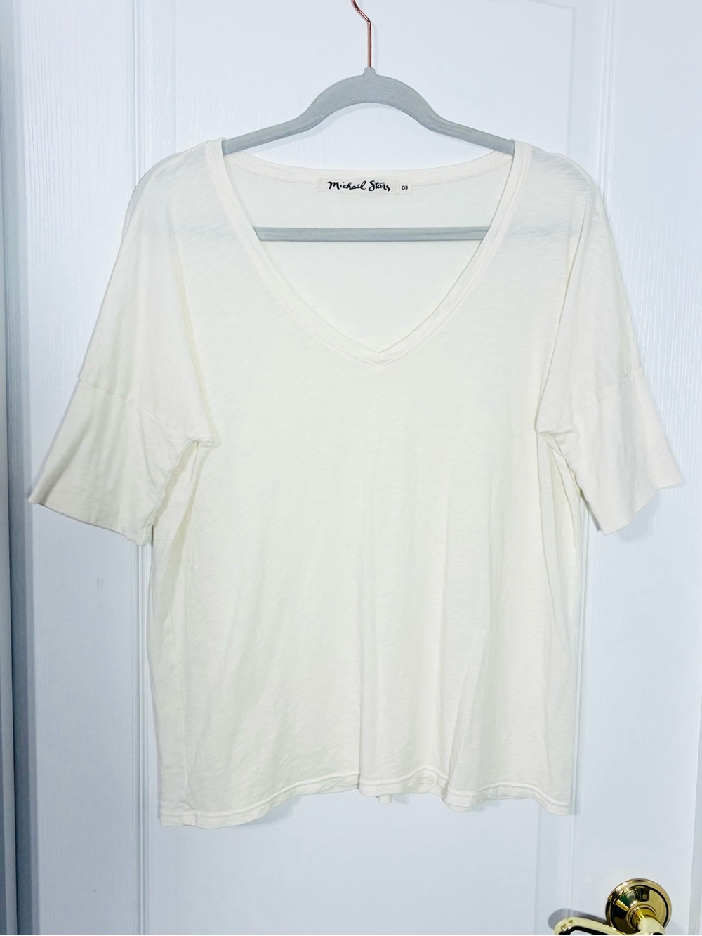 Y2K Michael Stars Made In USA Supima MicroModal V Neck Tee Ivory One Size